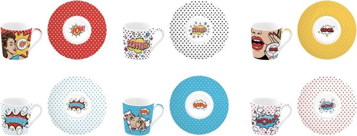Produktbild Easy Life Coffee Mania 6er Espr.-tasse m. Untert. "Pop art" 100ml (100 ml, 6 x)