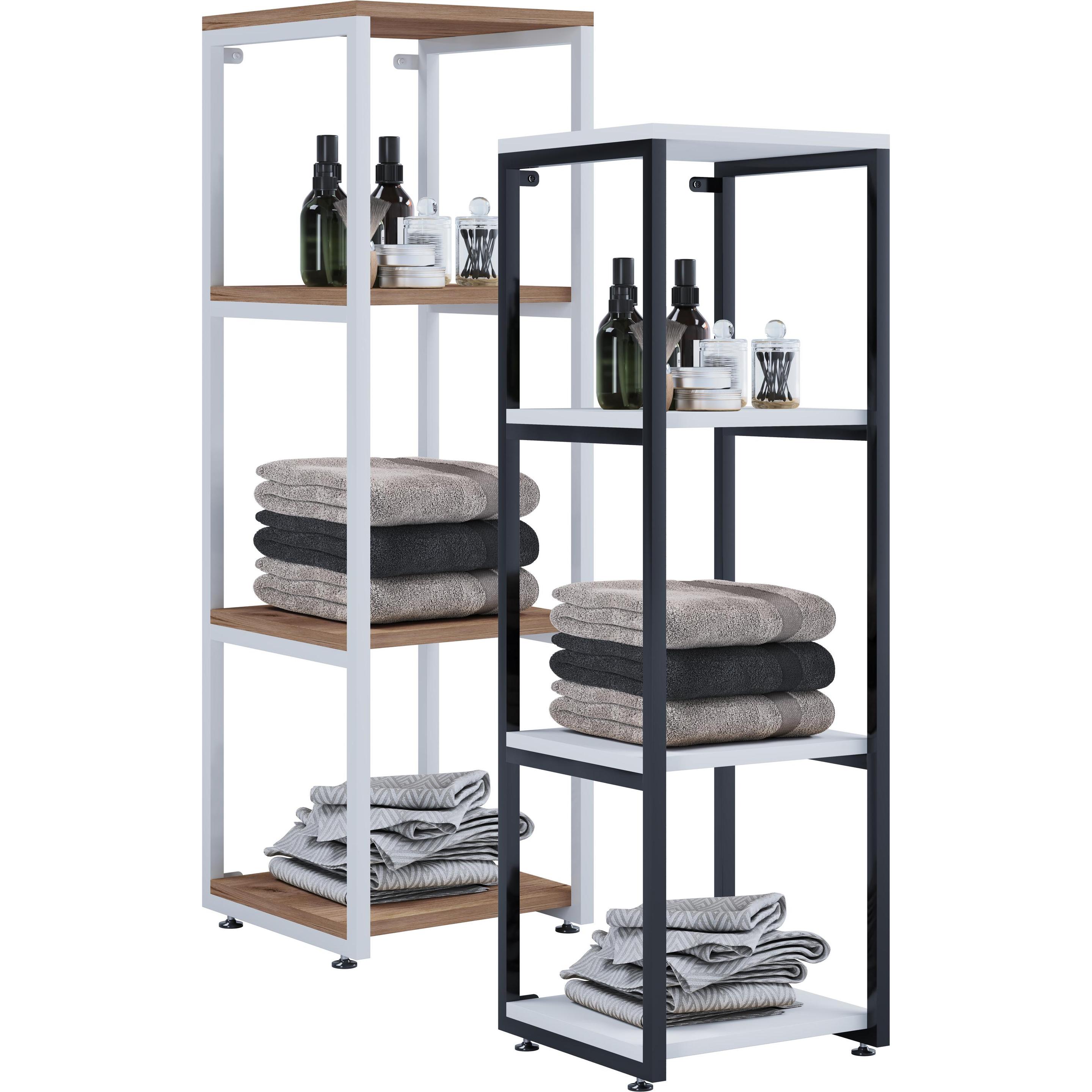 Thumbnail - VCM, Badezimmerregal, Badmöbel Hochschrank Bad Regal Bitila L (112 x 35 x 35 cm)