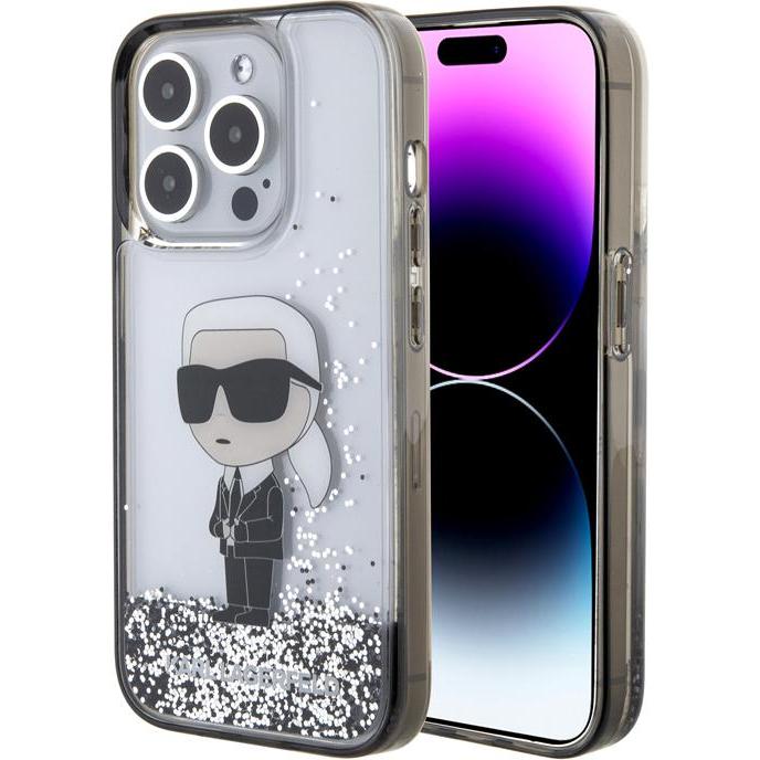 Karl Lagerfeld KLHCP15LLKKNSK iPhone 15 Pro 6.1" transparent hardcase Liquid Glitter Ikonik (Apple iPhone 15 Pro), Smart...