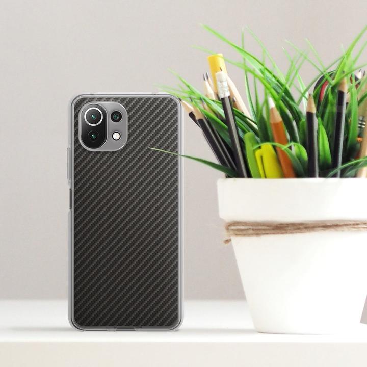 Actual product image DeinDesign Silikon Hülle für Xiaomi Mi 11 Lite 5G Handyhülle Case Smartphone Schutzhülle Carbon Metallic Look (Xiaomi Mi 11 Lite 5G)