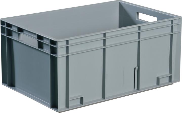 Tecwerk Stackable transport container L 400 x W 300 x H 220 mm grey PP open handle closed side panels