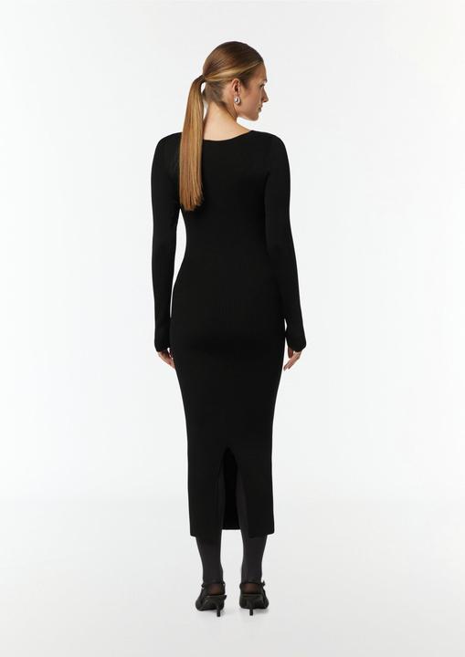 Actual product image Comma Kleid Geripptes Slim-Fit-Kleid mit V-Ausschnitt (46)