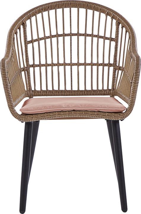 Actual product image Beliani Garden Furniture Set Rattan Natural 6-Seater Cushions Pink ALIANO II (159 cm)