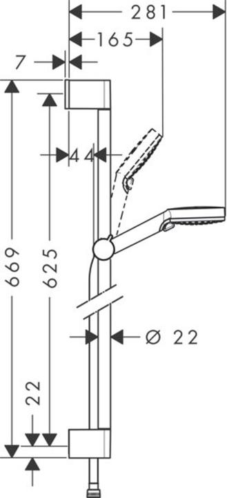 Image du produit hansgrohe HG Set de douche CROMETTA VARIO Bsta Unica'Croma 650mm EcoS 6 l/m we/chr