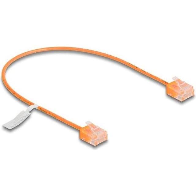 Delock RJ45 Netzwerkkabel Cat.6 UTP Ultra Slim 0,3 m orange (U/UTP, CAT6, 0.30 m), Netzwerkkabel
