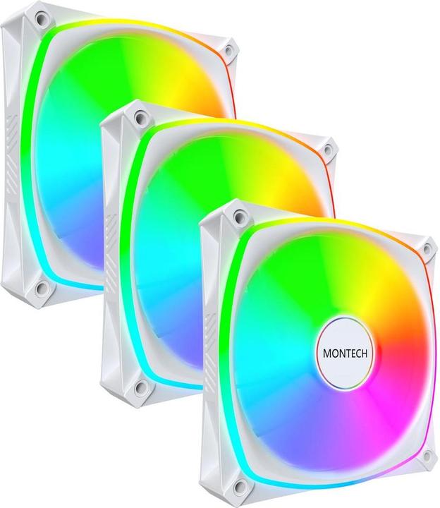 Immagine prodotto Montech AX120 PRO PWM Lüfter, ARGB - 3er-Pack, 120mm, weiss (120 mm, 3x)