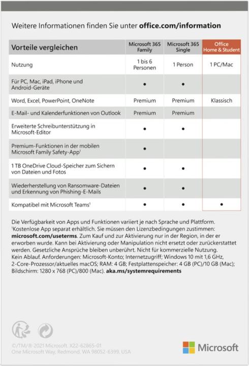 Actual product image Microsoft Office Home & Student 2021 - Licence - 1 PC/Mac - Download - ESD - National Retail - Win (1 User, unlimited)