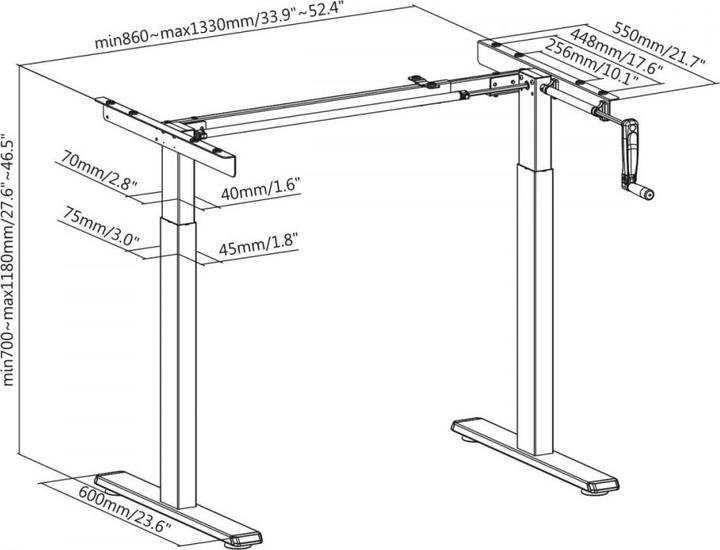 Produktbild Maclean Höhenverstellbarer Schreibtisch 60 kg schwarz, MC-790NB