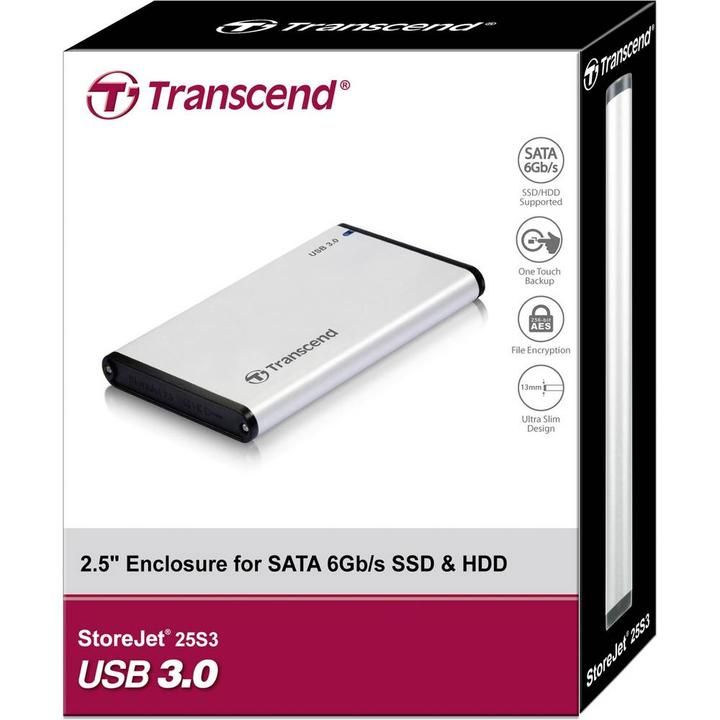 Produktbild Transcend SSD-/HDD-Gehäuse 2,5" USB3.1 / TS0GSJ25S3 (2.5")