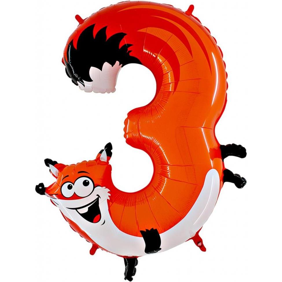 Grabo Silberfolienballon Fuchs, Zahl 3