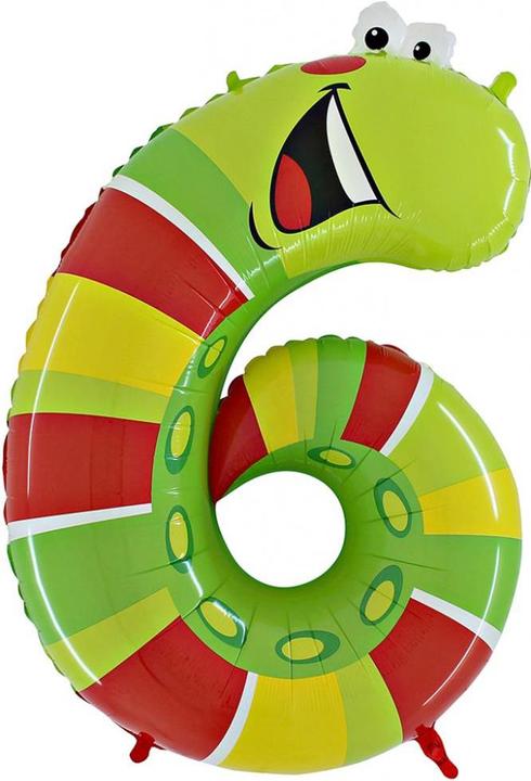 Grabo Silberfolienballon Raupe, Zahl 6 (1 x)