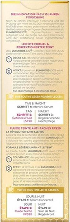 Immagine prodotto NIVEA Cellular Luminous FPS20 Fluido colorato 40ml (Crema solare viso, SPF 20, 40 ml, 60 g)