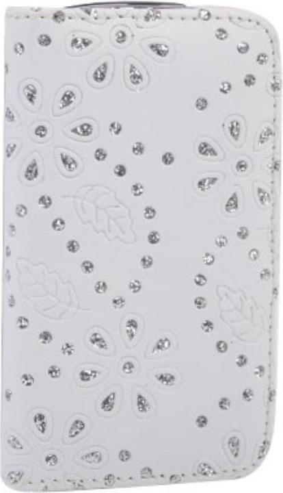 Produktbild König Design Handytasche Flip Strass für Handy Samsung Galaxy S3 mini weiss (Samsung Galaxy S3 Mini)