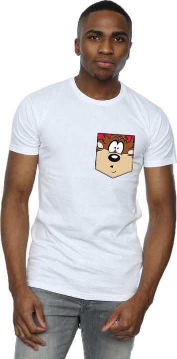 Immagine prodotto Looney Tunes Tasmanian Devil Face Faux Pocket Maglietta Uomo (S)