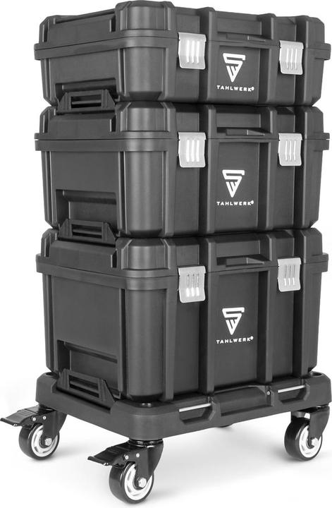 Actual product image Stahlwerk Mobile tool trolley with 3 system boxes on a stable rolling platform with swivel castors