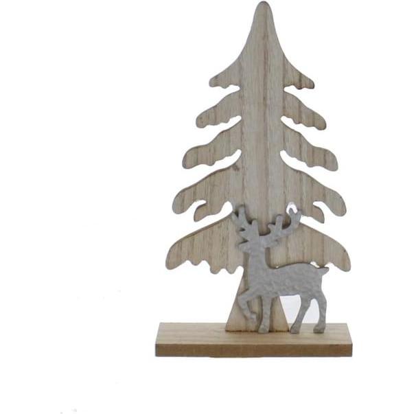 MICA Living, Weihnachtsdeko, Standdeko - Baum und Hirsch - ca. 13,5 x 4,5 x 24 cm