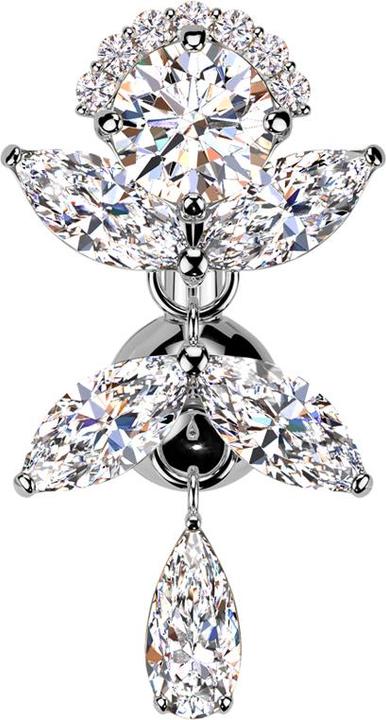 Produktbild Star Piercing Banane silber mit Kugel silber Anhänger Rebe Kristalle silber (Messing, Titan)
