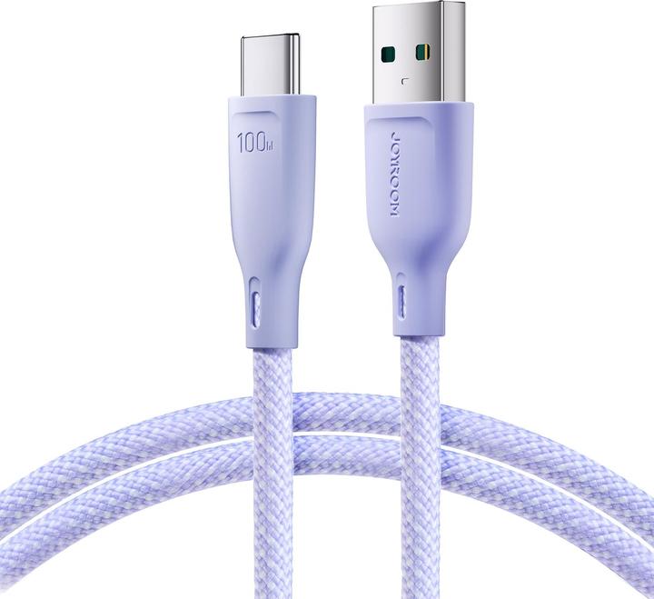 Actual product image Joyroom Multi-Color Series SA34-AC6 USB-A / USB-C Cable 100W Fast Transfer 1m - Purple (1 m, USB 3.2 Gen 1, 100 W)