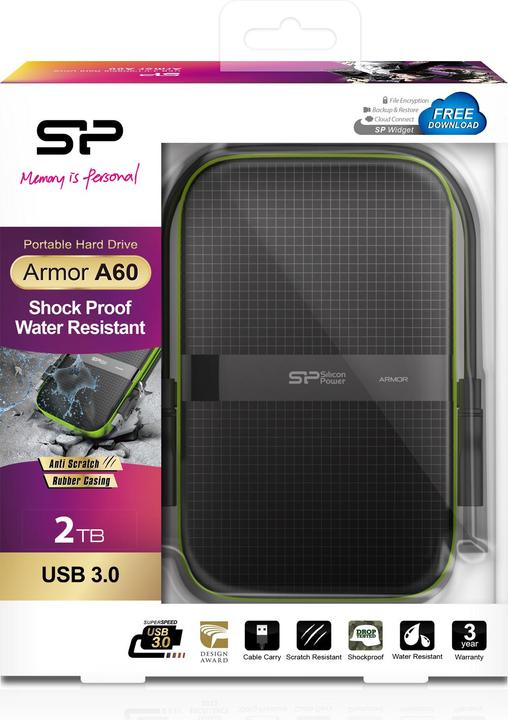 Productafbeelding Silicon Power Armor A60 2TB USB 3.0 2.5 SP020TBPHDA60S (2 TB)