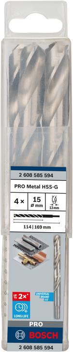 Image du produit Bosch Professional Zubehör Foret hélicoïdal PRO Metal HSS-G, 15 x 114 x 169 mm (15 mm)
