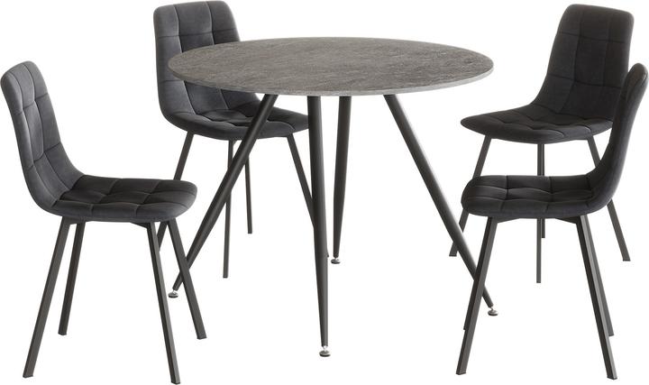 Immagine prodotto En.Casa Essgruppe Fitjar 5-teilig Betonoptik/Dunkelgrau (MDF)