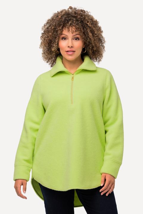 Immagine prodotto Ulla Popken Maglia di pile dal taglio svasato con collo alto, zip e maniche lunghe (50, 52)