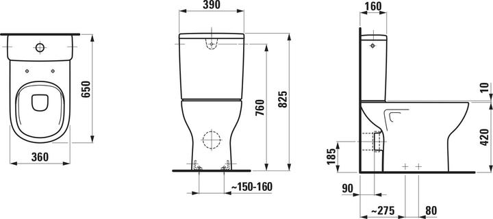 Produktbild Laufen Stand-WC Kombination LUA tief 360x650mm Abgang senkrecht weiss LCC