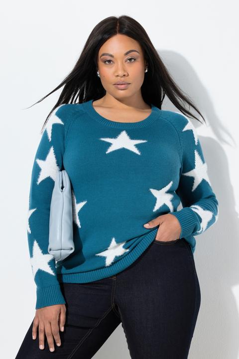 Produktbild Ulla Popken Pullover, Glitzersterne, Rundhals, Raglan-Langarm (50, 52)