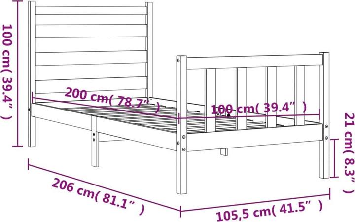 Produktbild VidaXL Bett mit Kopfteil (100 x 200 cm)