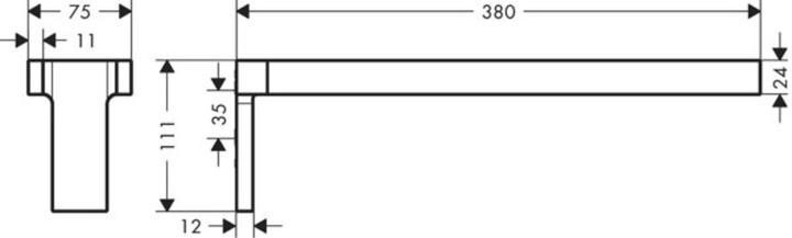 Actual product image hansgrohe AXOR Universal Rectangular towel rail, metal, double, fixed, length 380mm, 42622