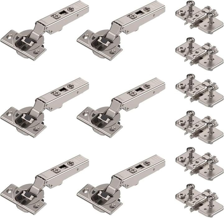 Siwitec 6 x Blum CLIP top BLUMOTION Cerniera a vite a 110° con molla, chiusura morbida, nichelata