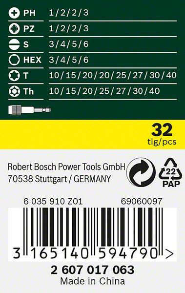 Actual product image Bosch Zubehör Screwdriver bit set with colour coding (Hexagonal)