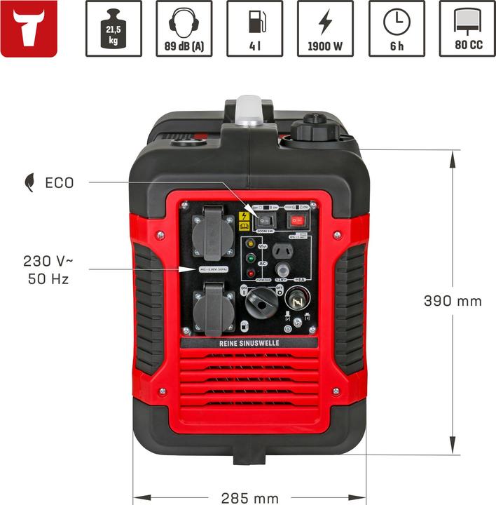 Produktbild Stier Inverter Stromerzeuger Premium SNS-190 1,9 kW 59 dB(A) (1600 W, 4 l)