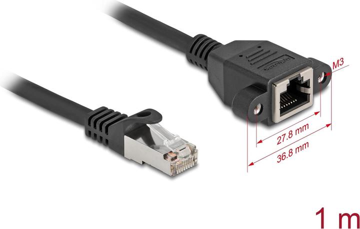 Produktbild Delock Netzwerk Verlängerungskabel S/FTP RJ45 Stecker zu RJ4 (S/FTP, CAT6a, 1 m)