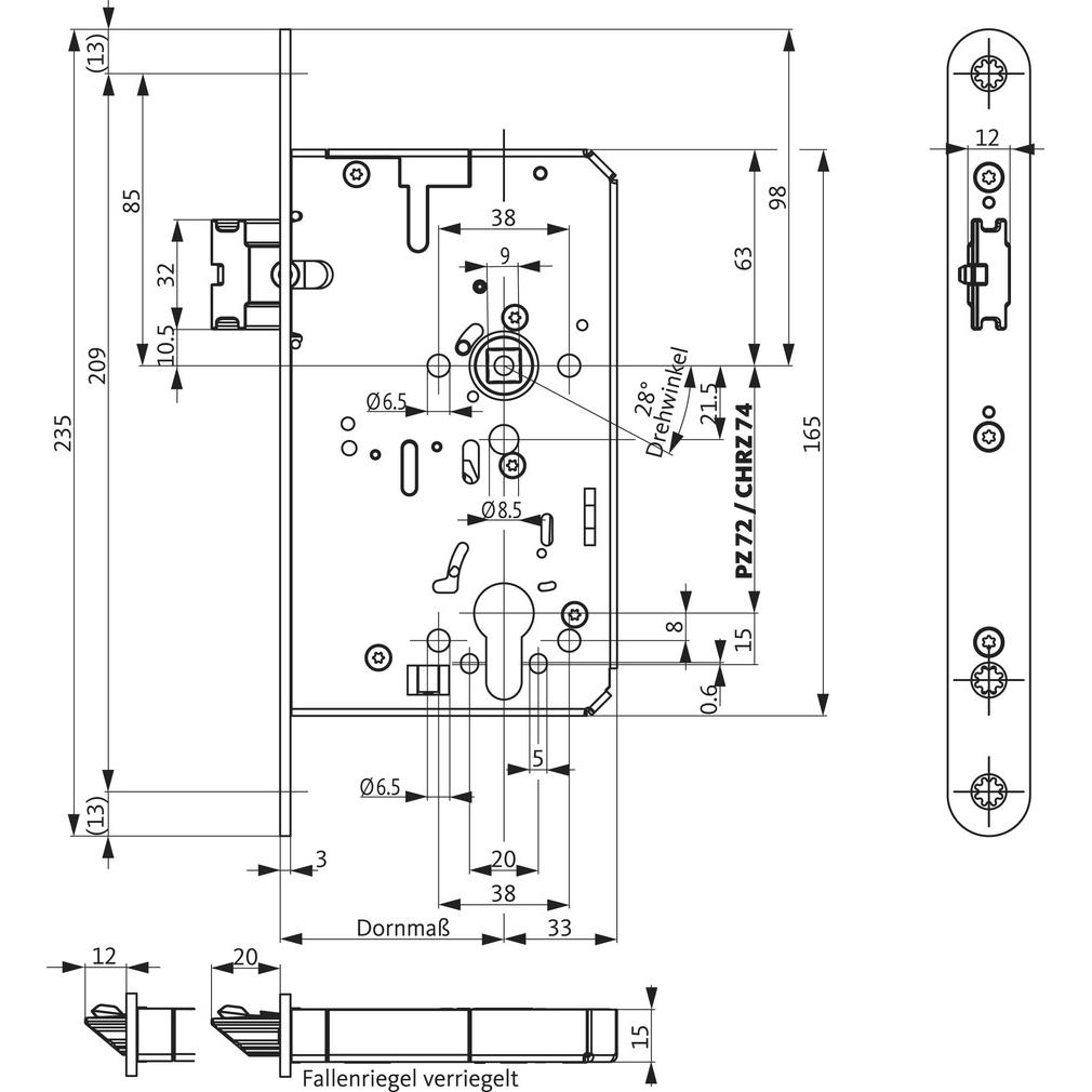 Thumbnail - BKS, Türschloss + Schliesszylinder, Panikschlösser B-21100 SVP