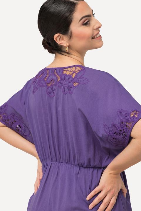 Produktbild Ulla Popken Kleid, Stickerei, Oversized, V-Ausschnitt, Halbarm (42, 44)