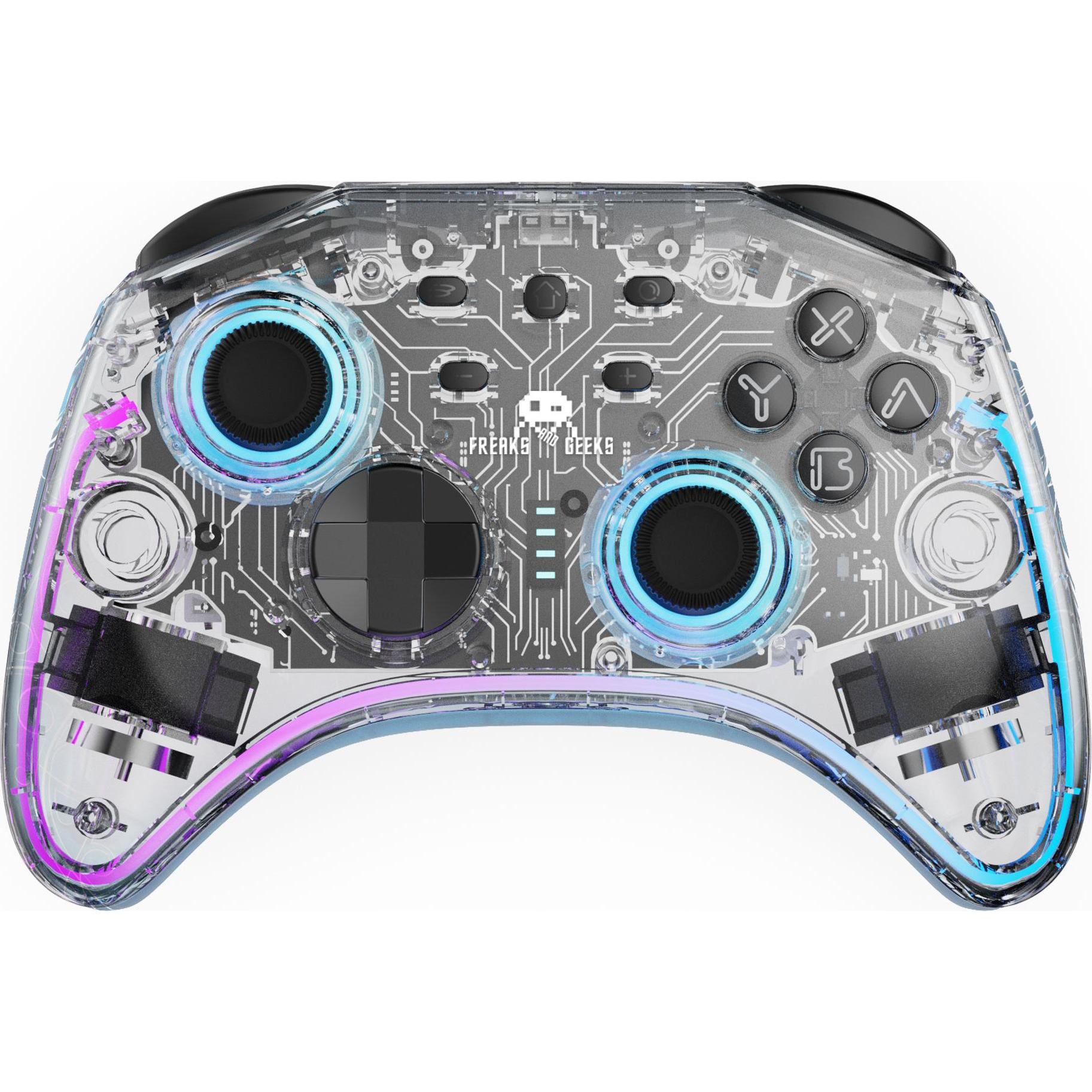 Freaks and Geeks Manette Sans Fil per Nintendo Switch - Trasparente a LED - Cavo 1M (Switch), Altri accessori gaming, Trasparente
