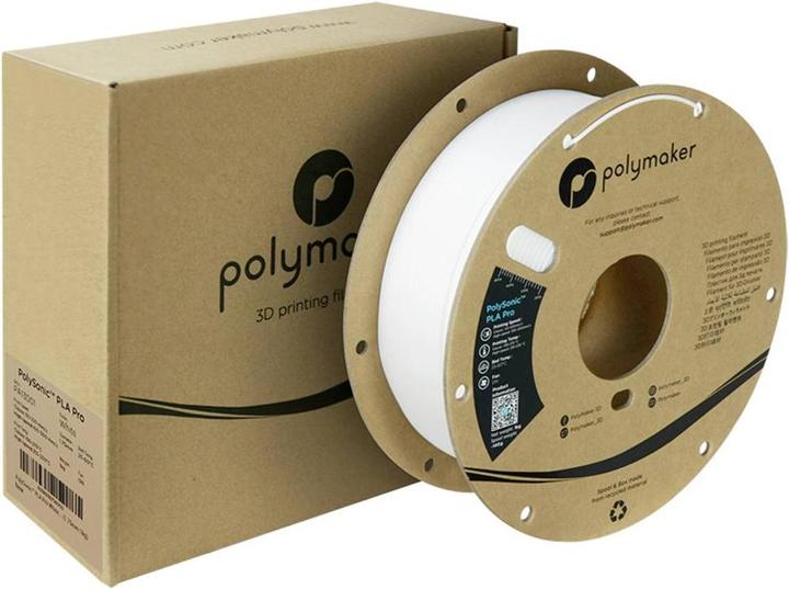 Productafbeelding Polymaker PolySonic PLA met hoge snelheid PRO (PLA+, 1.75 mm, 1000 g, Wit)