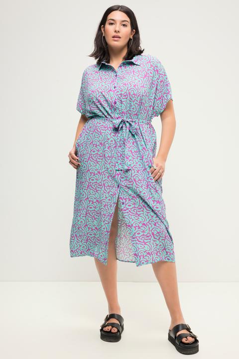 Produktbild Studio Untold Hemdblusen-Midikleid, oversized, zweifarbiger Print, Bindegürtel (50, 52)