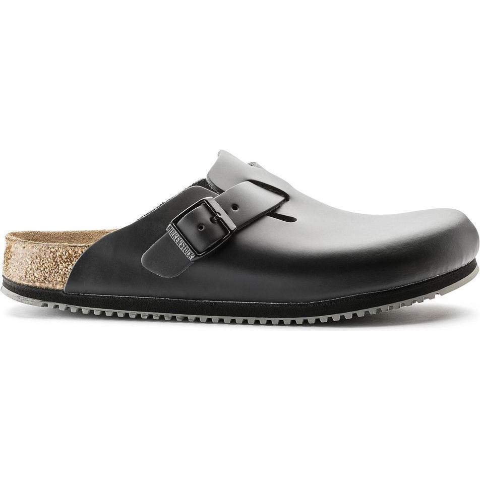 Thumbnail - Birkenstock, Herren, Hausschuhe, Boston Super Grip Naturleder Normal, Schwarz, (43)