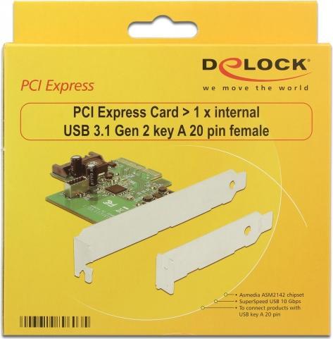 Produktbild Delock PCIe x4 auf 1x intern USB 3.1 Gen. 2
