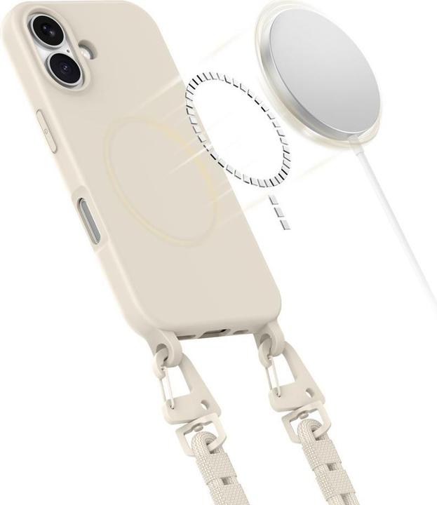 Actual product image Tech-Protect MagNecklace MagSafe Case with Lanyard for iPhone 16 - Beige (Apple iPhone 16)
