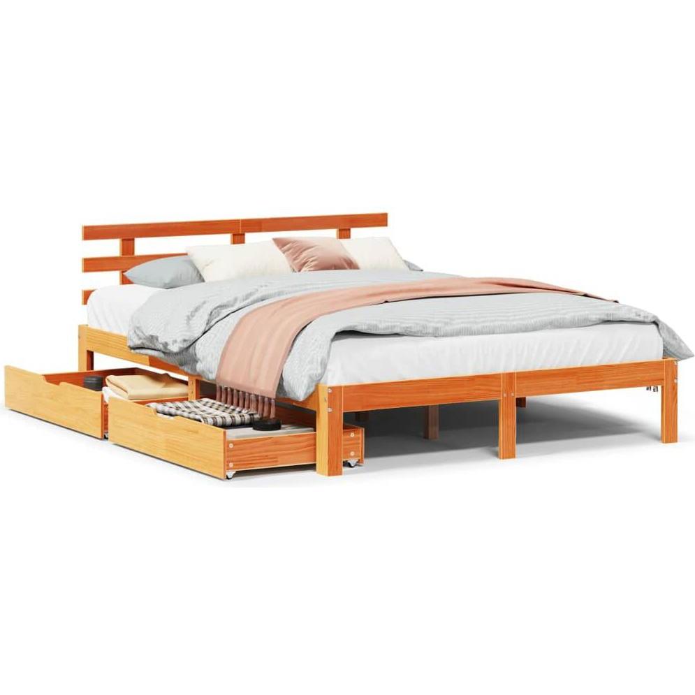 VidaXL, Bett, Bett mit Schubladen Kiefer (140 x 190 cm)