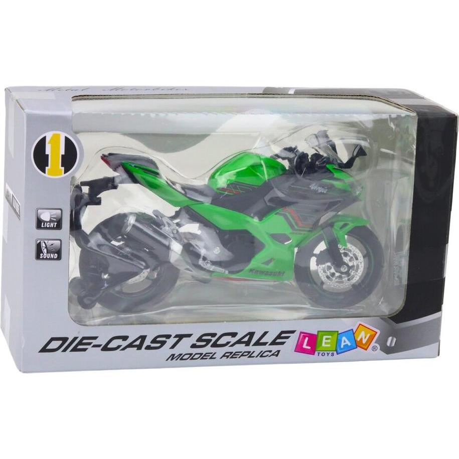 Lean Toys Metall Sport Motorrad Lichter Sounds Grün 1:12