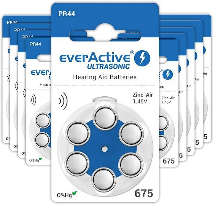 Produktbild Everactive Ultrasonic 675 - Hörgerätebatterien (60 Stk., 675, A675, PR44)