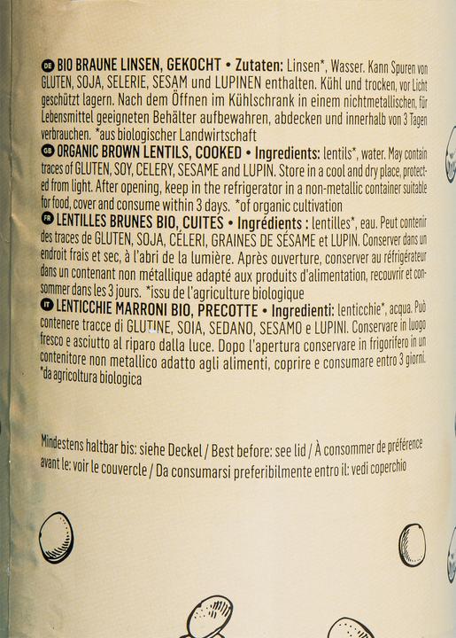 Actual product image KoRo Organic brown lentils, cooked (2880 g)