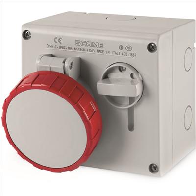 Produktbild Scame Steckdose mit Schalter CEE 16A 5pol/400V IP67 (CEE 16/5)