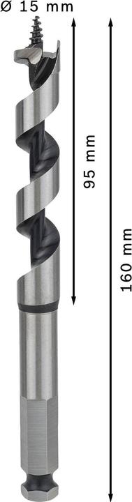 Produktbild Bosch Professional Zubehör PRO Wood Holzschlangenbohrer, 15 x 95 x 160 mm (11.1 mm)