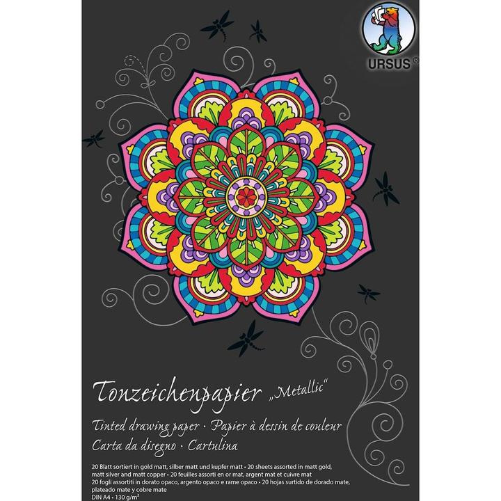 Produktbild Ursus Tonzeichenpapier-Block A4 2134698SE 130g, metallic (assortiert) 20 Blatt (130 g/m², 20x)