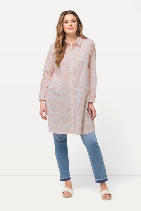 Produktbild Ulla Popken Longbluse, Leomuster, A-Linie, Hemdkragen, Langarm (56)